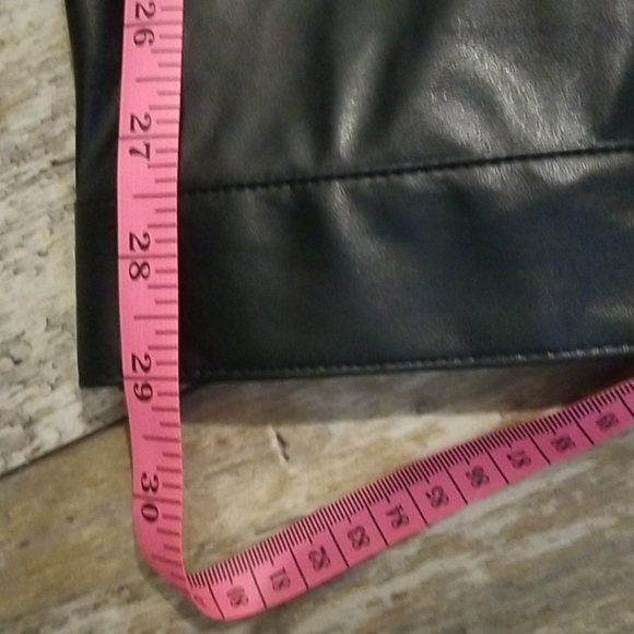 American Bazi Black Faux/Vegan Leather Crop Moto Jacket with Bungee Cinch Waist - Picture 14 of 16